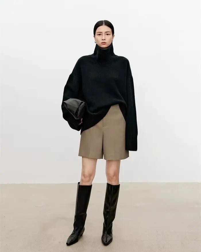Pull à col roulé en pur cachemire pour femme