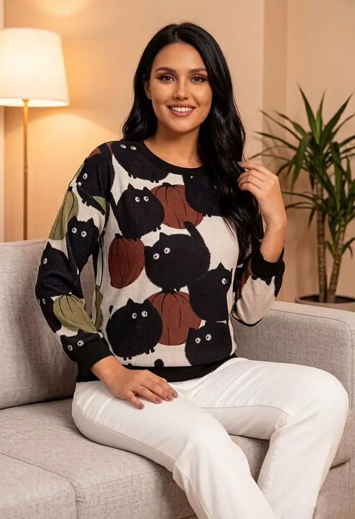 Pull tricoté à manches longues pour femme