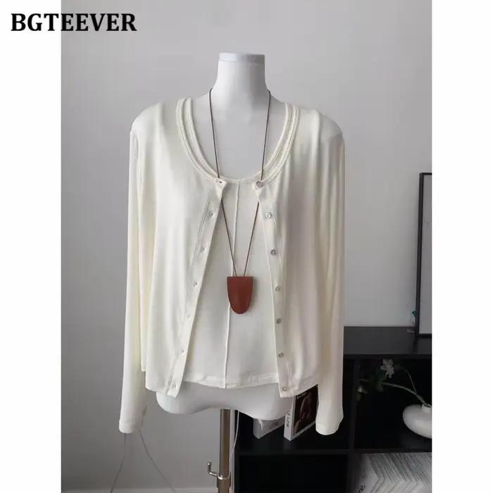 BGTEEVER Cardigan en lin et acétate pour femme
