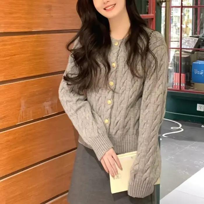 Cardigan Vintage à manches longues pour femme