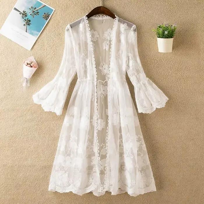 Cardigan en dentelle florale pour femmes