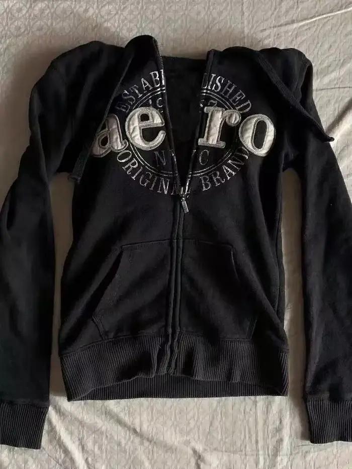Veste rétro américaine design vintage sweat à capuche noir femmes