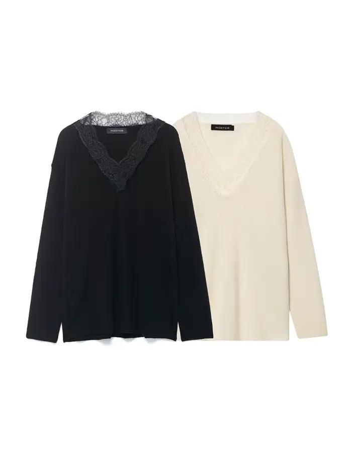 Pull HH en polyester bleu ciel et noir pour femmes, style décontracté, confort extra, occasions spéciales automne-hiver ```