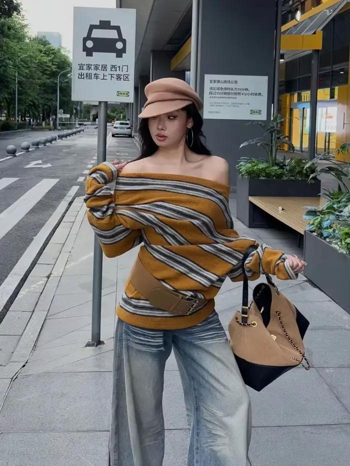 Haut rayé bywindto à épaules dénudées avec ceinture ourlet asymétrique pour femmes styles modernes et élégants occasions spéciales