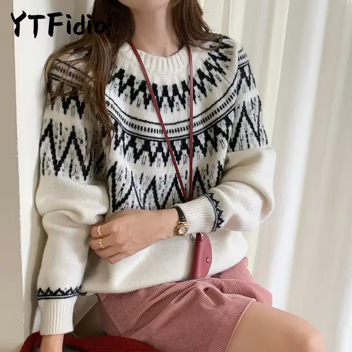 Pull en laine YTFidio col rond style streetwear pour femmes, occassions printemps et automne, pull élégant et confortable à offrir
