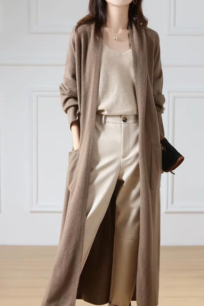 Cardigan en laine à col en V pour femme