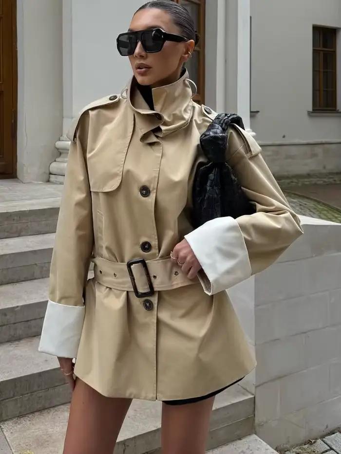 Trench-Coat Chic à col montant pour femmes