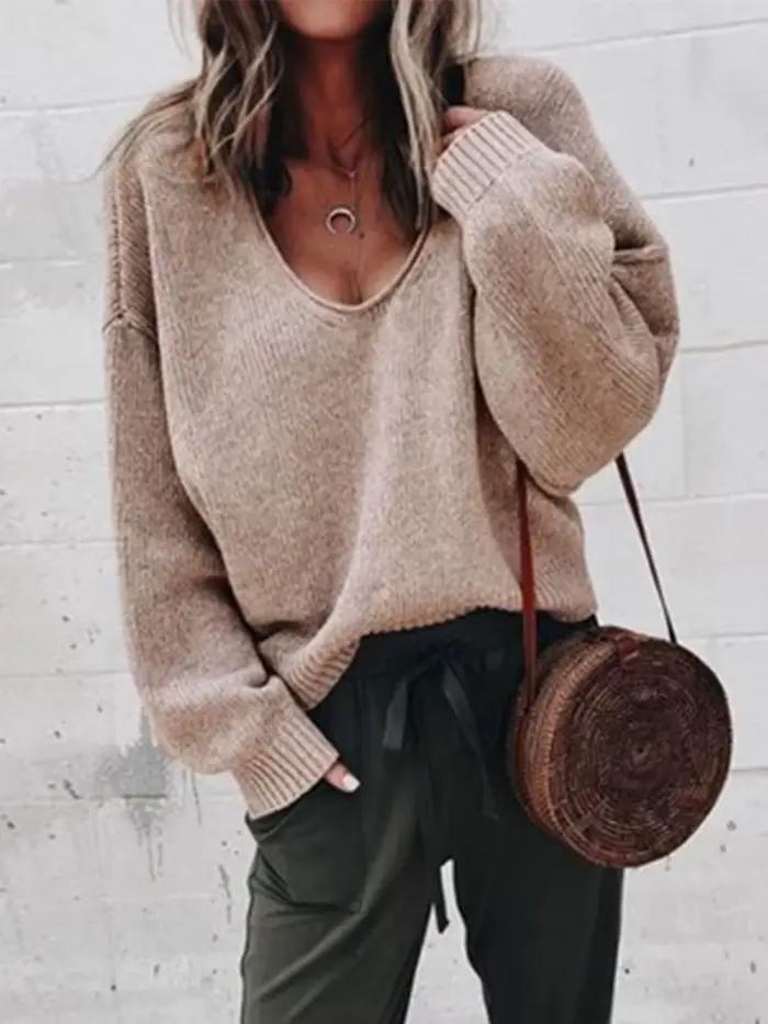 Pull tricoté décontracté pour femme
