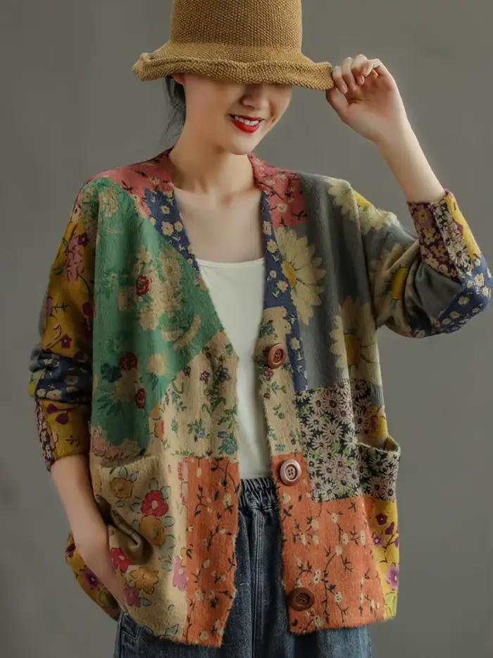 Pull décontracté à col en V pour femme