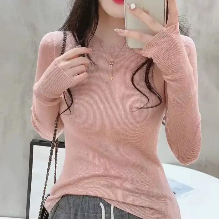Pull à manches longues avec col rond pour femme