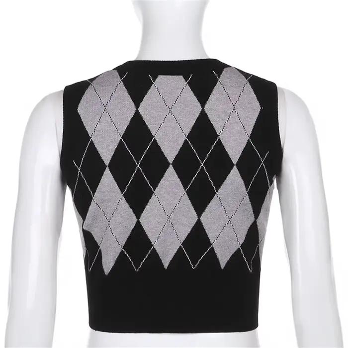 Pull à carreaux vintage pour femmes