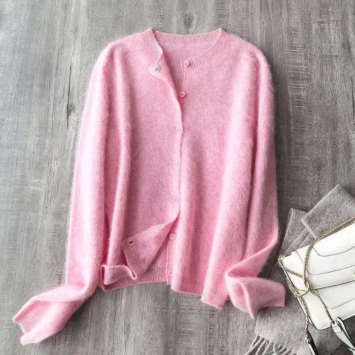 Cardigan chaud en laine et cachemire brossé pour femmes