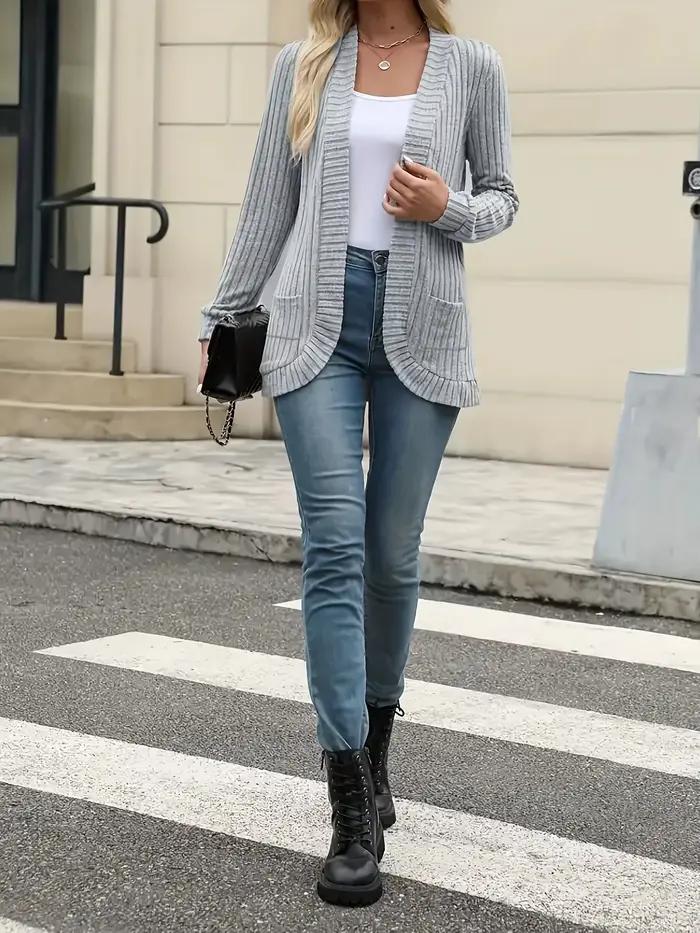 Cardigan en tricot côtelé pour femme