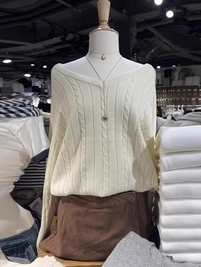 Pull Vintage à Fleurs Torsadées pour Femme