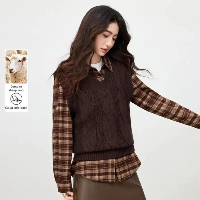 Gilet pull sans manches en laine mélangée SENTUBILA pour femme