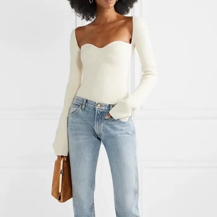 TWOTWINSTYLE – pull tricoté blanc fendu sur le côté pour femme