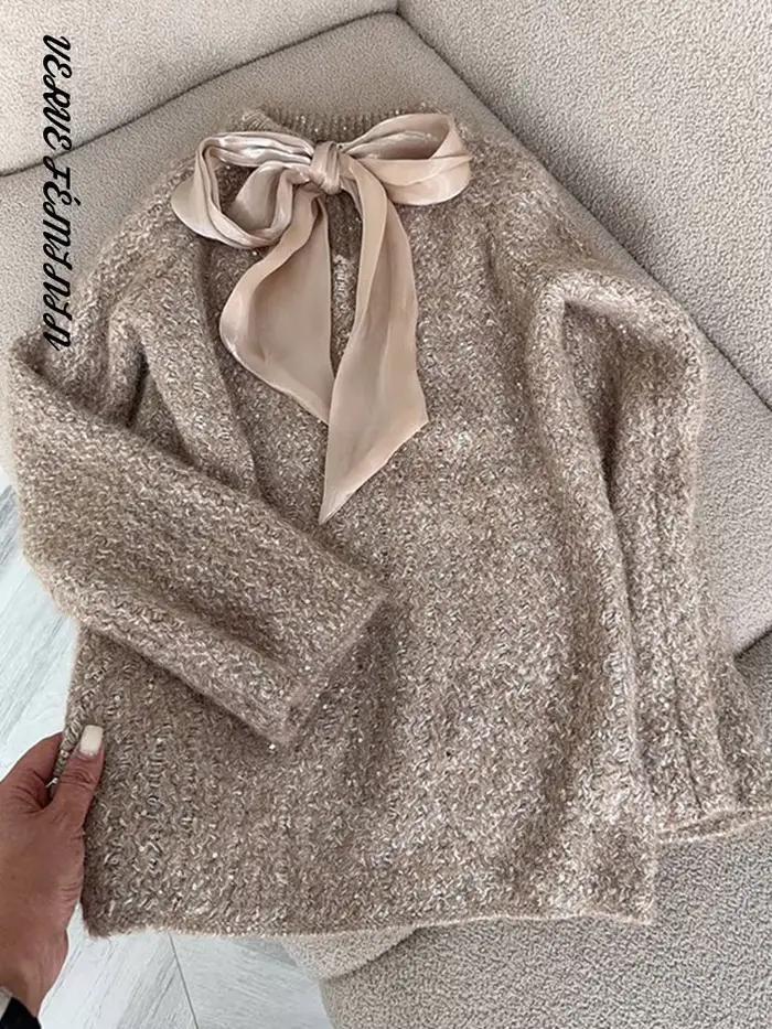 Street Lurex – pull tricoté ample à lacets pour femme