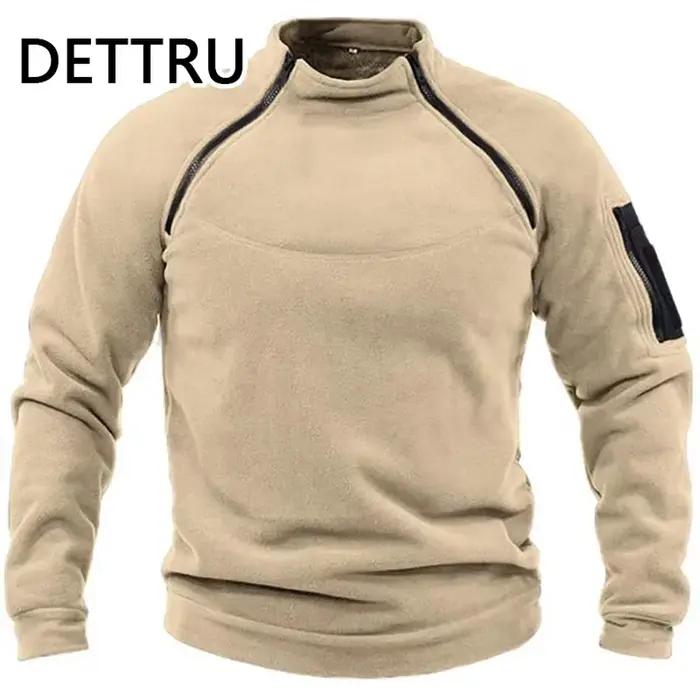 Veste tactique en polaire DETTRU pour homme, veste tactique automne hiver, pull chaud, fermeture éclair, manteau coupe-vent, sweat-shirt thermique de randonnée, occassions quotidiennes