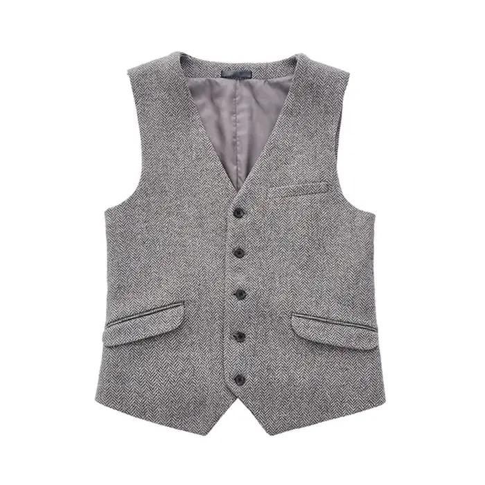 Gilet en laine à chevrons britannique de Style italien