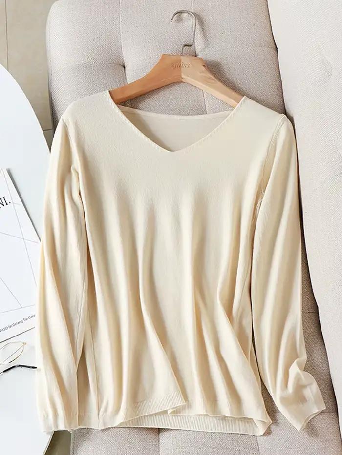 AOSSVIAO 2026 Automne Hiver Pull Tricoté Col V Oversize Femme Ample Manches Longues Haut