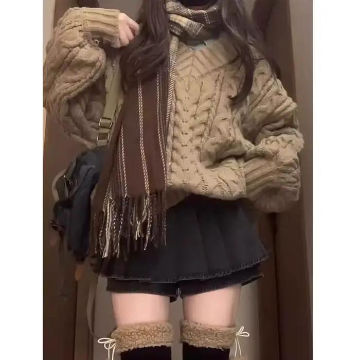 Pull tricoté épais surdimensionné pour femme