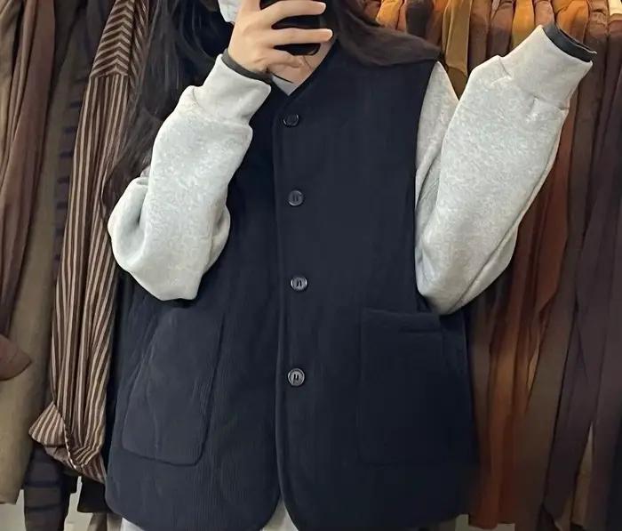 Gilet femme 2025 automne et hiver nouveau Style poche ample vêtements d'extérieur chauds avec Camisole