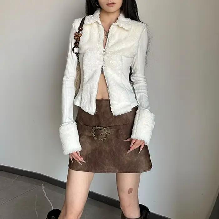 Pull en tricot blanc moelleux à col polo avec fermeture éclair bidirectionnelle