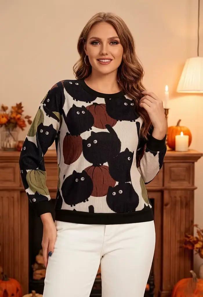 Pull tricoté à manches longues pour femme