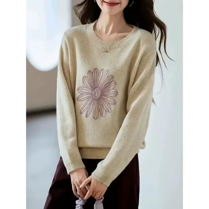 Pull gris pour femmes, automne et hiver