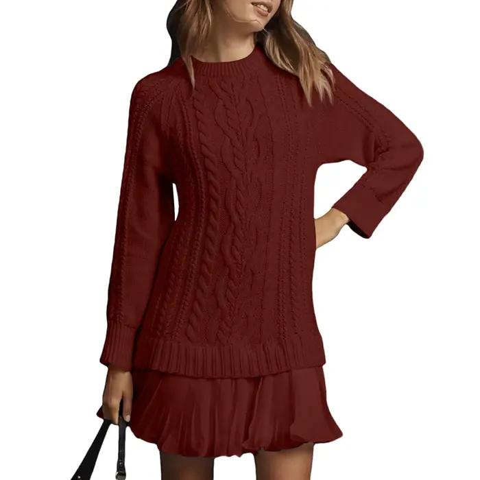 Pull tricoté torsadé décontracté pour femmes
