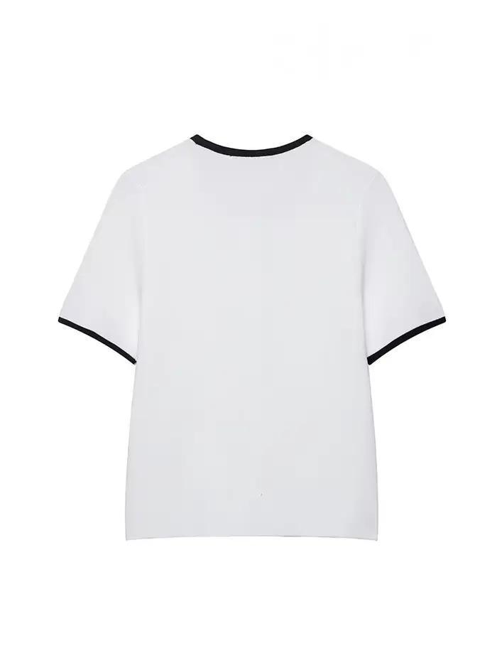HH femmes mode pull hauts blanc col rond manches courtes poches nœud à lacets simple boutonnage femme décontracté tricoté Cardigan