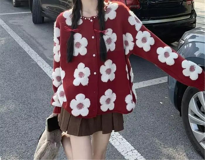 Veste pull Jacquard Cardigan automne et hiver