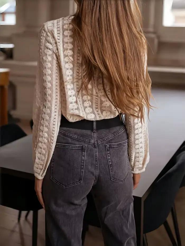 Pull à manches longues et col rond pour femme