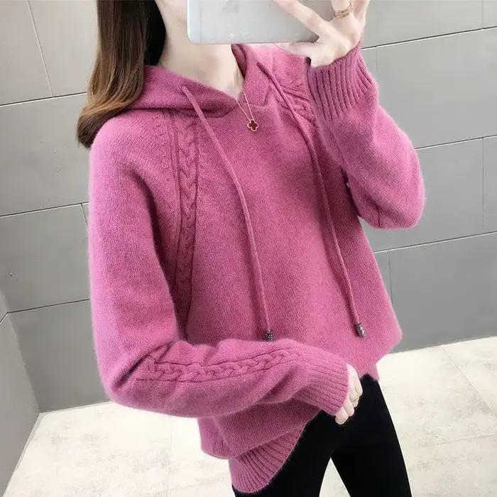 Femme hauts à capuche pull Kpop coréen Streetwear Y2k 2000s mode vêtements d'extérieur nouveau en tricots sweat