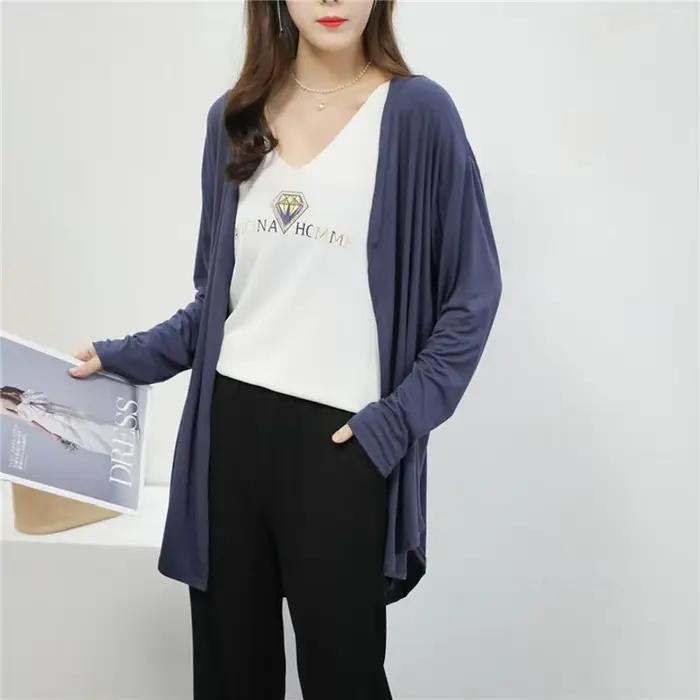 Cardigan Modal ample et décontracté pour femmes, couleurs variées, idéal pour l'été et le printemps, vêtement résistant au soleil, grandes tailles L et XL