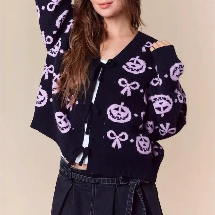 Cardigan Jacquard à col en v pour femme