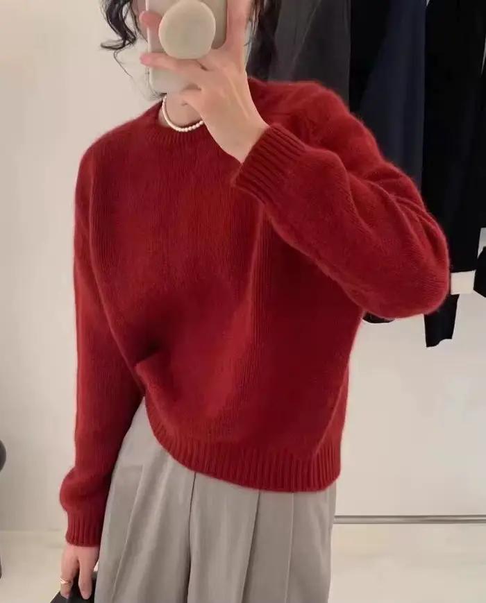 Pull ample décontracté en laine pour femme