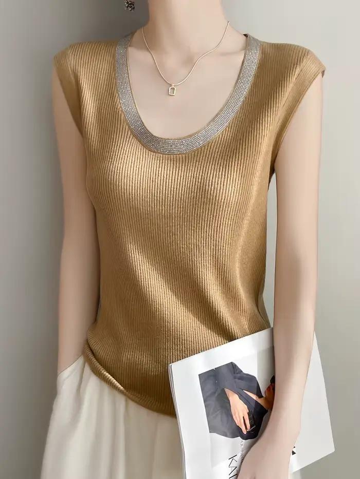 Débardeur en tricot sans manches pour femme