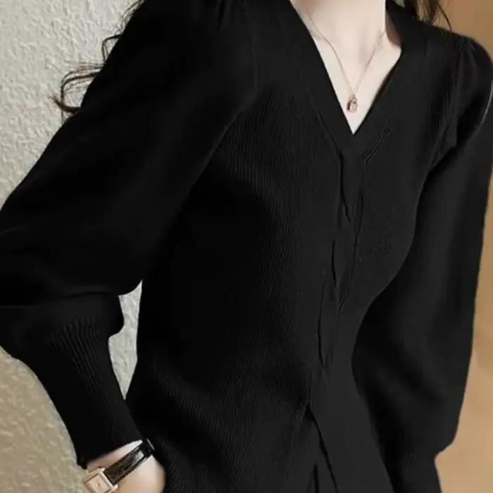 Pull rouge à col en V pour femmes, nouveau look vintage Y2K, élégant et confortable pour les soirées d'automne et d'hiver