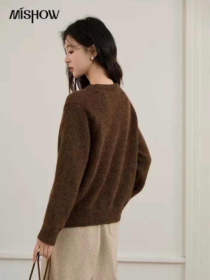 Pull en tricot marron pour femme MISHOW