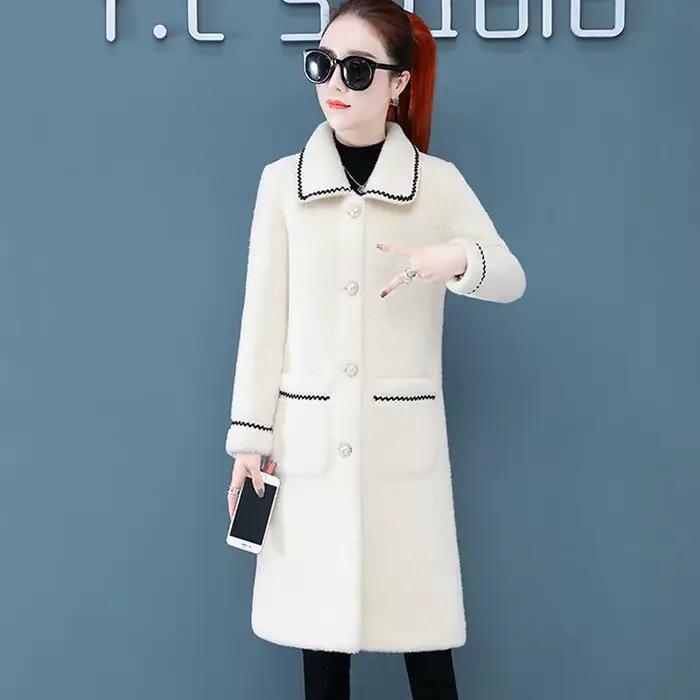 Cardigan à col rabattu pour femme, polyester épais, tranchée décontractée, hiver, avec boutons et poches, pour femmes de tous âges, occasions spéciales et tous les jours