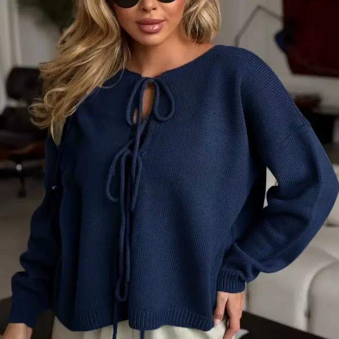 Cardigan en tricot à lacets pour femme