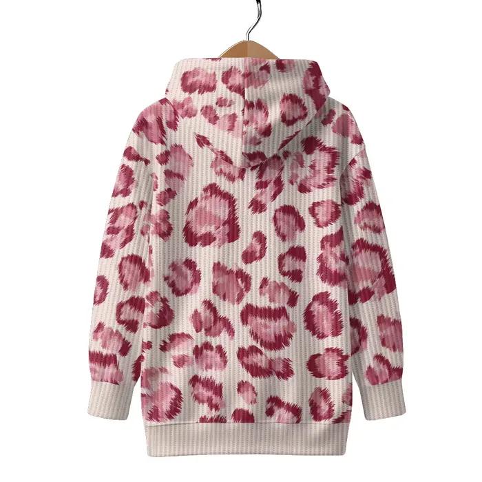 Cardigan à capuche imprimé léopard pour femme