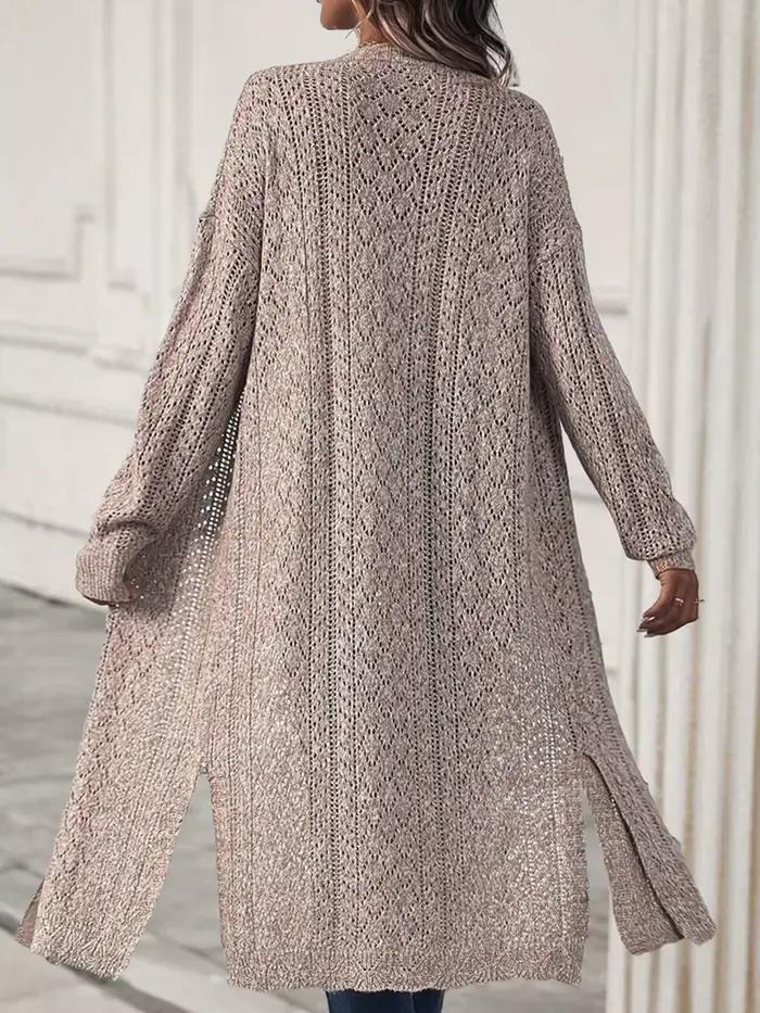 Cardigan long en tricot beige pour femme