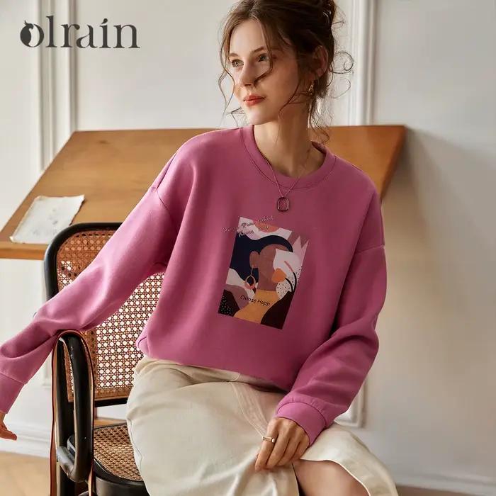 OLrain Pulls en maille pour femmes, col rond, manches longues, imprimés, collection automne 2026, pour le bureau occasions spéciales confortable et élégant
