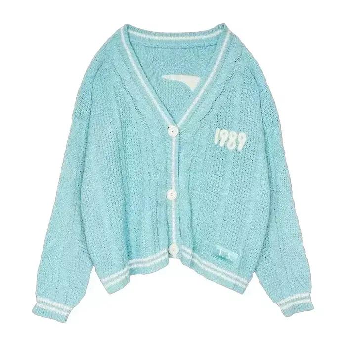 Cardigan d'amant avec broderie d'étoiles coeur rose confortable tricot doux TS