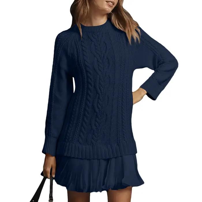 Pull tricoté torsadé décontracté pour femmes