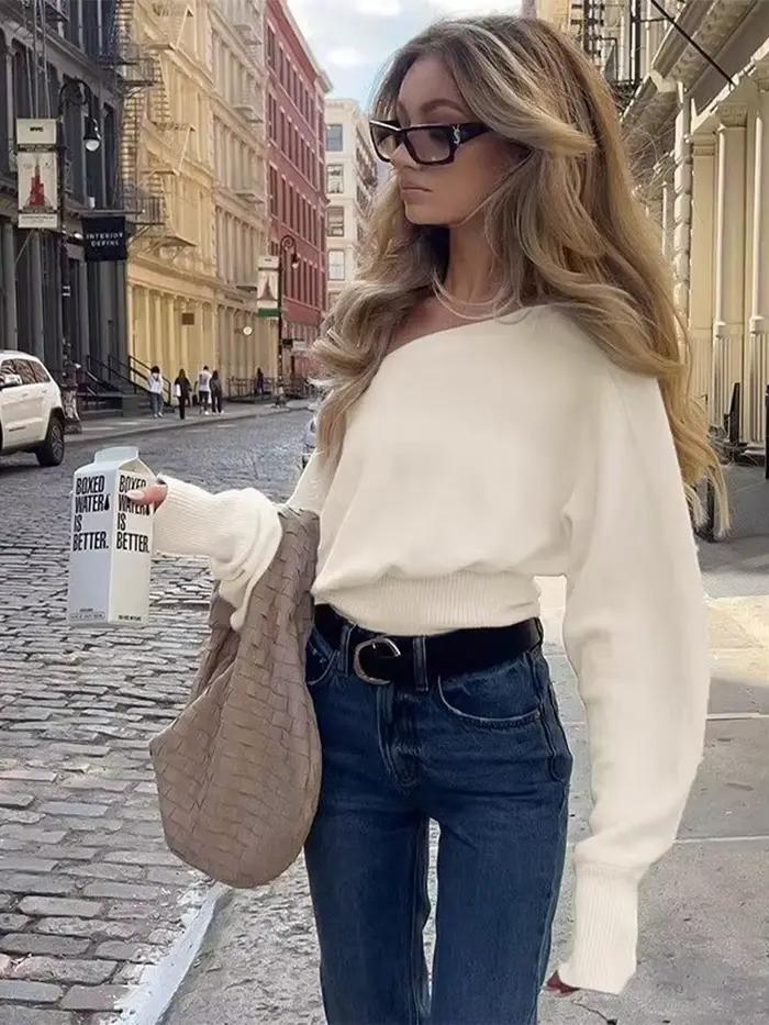 Pull femme HH en polyester avec motif écossais pour automne hiver décontracté et élégant à offrir pour femmes style street occasion spéciale