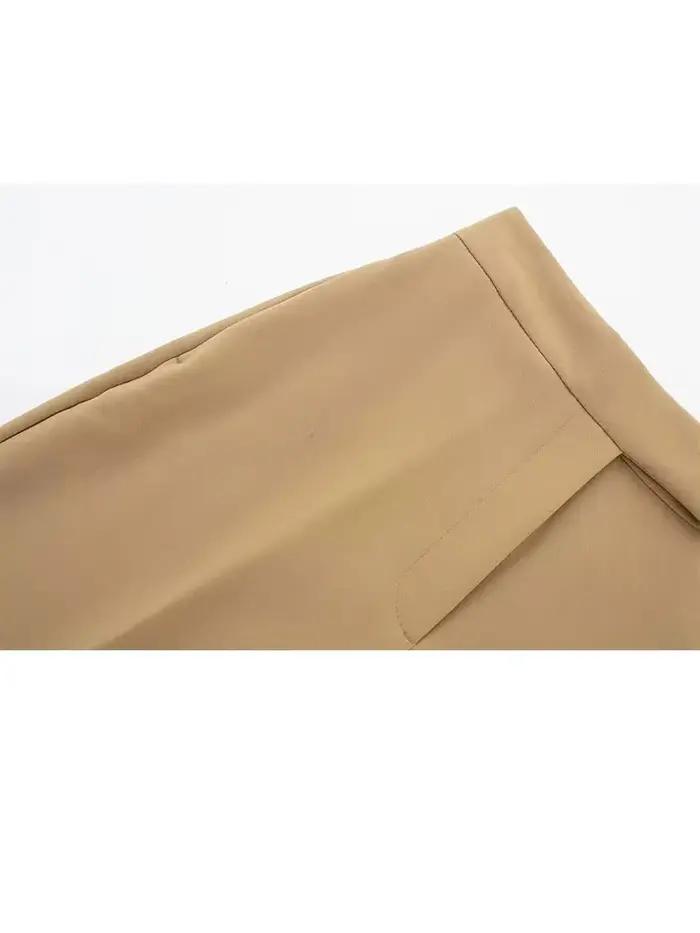 Ensemble gilet-pantalon sans manches pour femmes, col en V, simple boutonnage, pantalon à jambes larges, taille haute, polyester, pour bureau et occasions spéciales