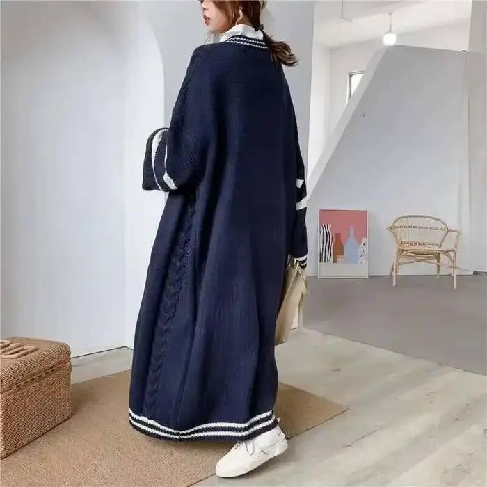 Cardigan long à rayures pour femmes